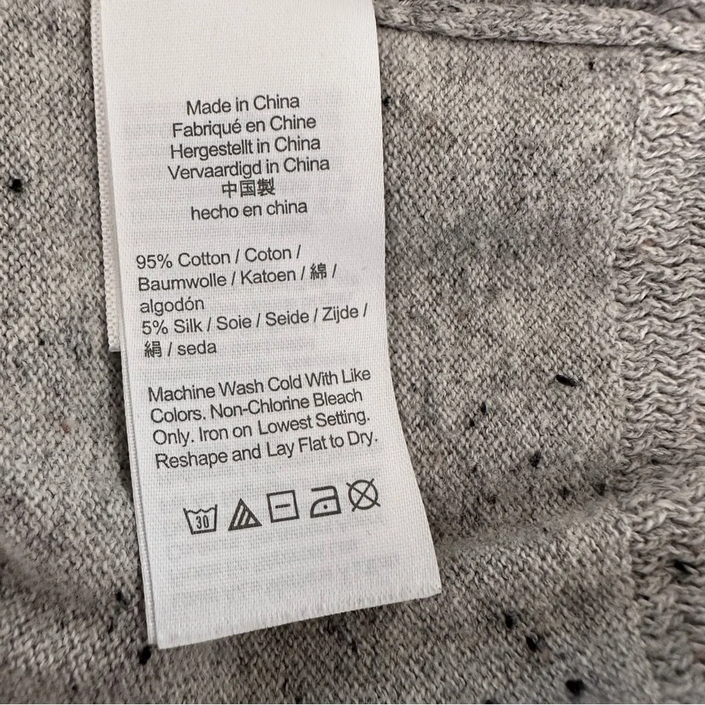 J. Crew Cotton-silk Donegal tweed light gray henley lightweight Sweater XL